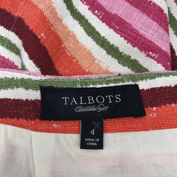 Talbots‎ 100% Linen Striped Pencil Skirt Size 4 Multi Colored - Picture 7 of 11